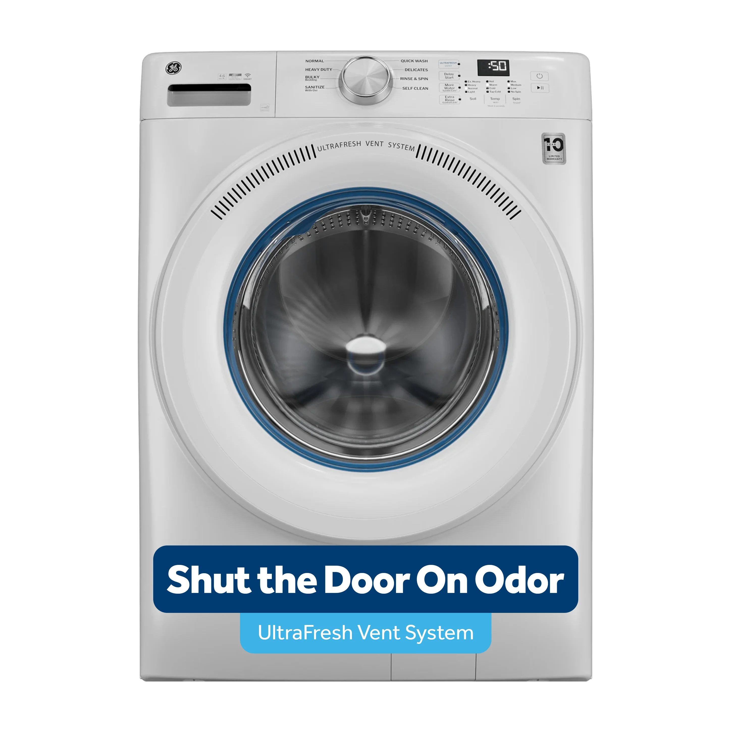 GE® ENERGY STAR® 4.6 cu. ft. Capacity Smart Front Load Washer with UltraFresh Vent System with OdorBlock™