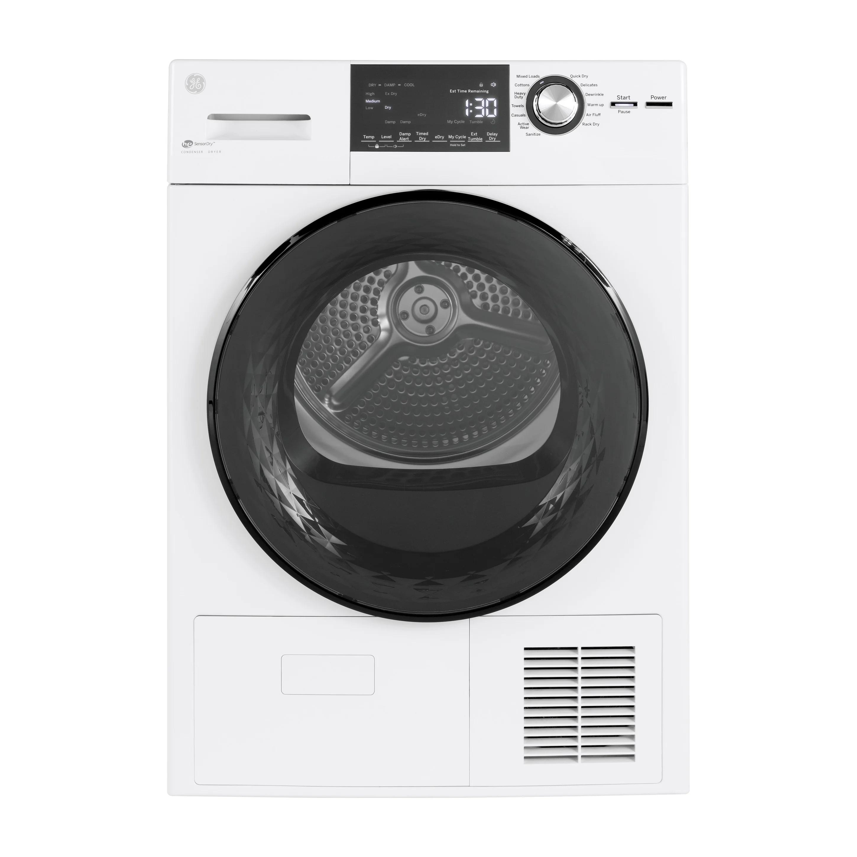 GE® ENERGY STAR® 24" 4.1 Cu.Ft. Front Load Ventless Condenser Electric Dryer with Stainless Steel Basket