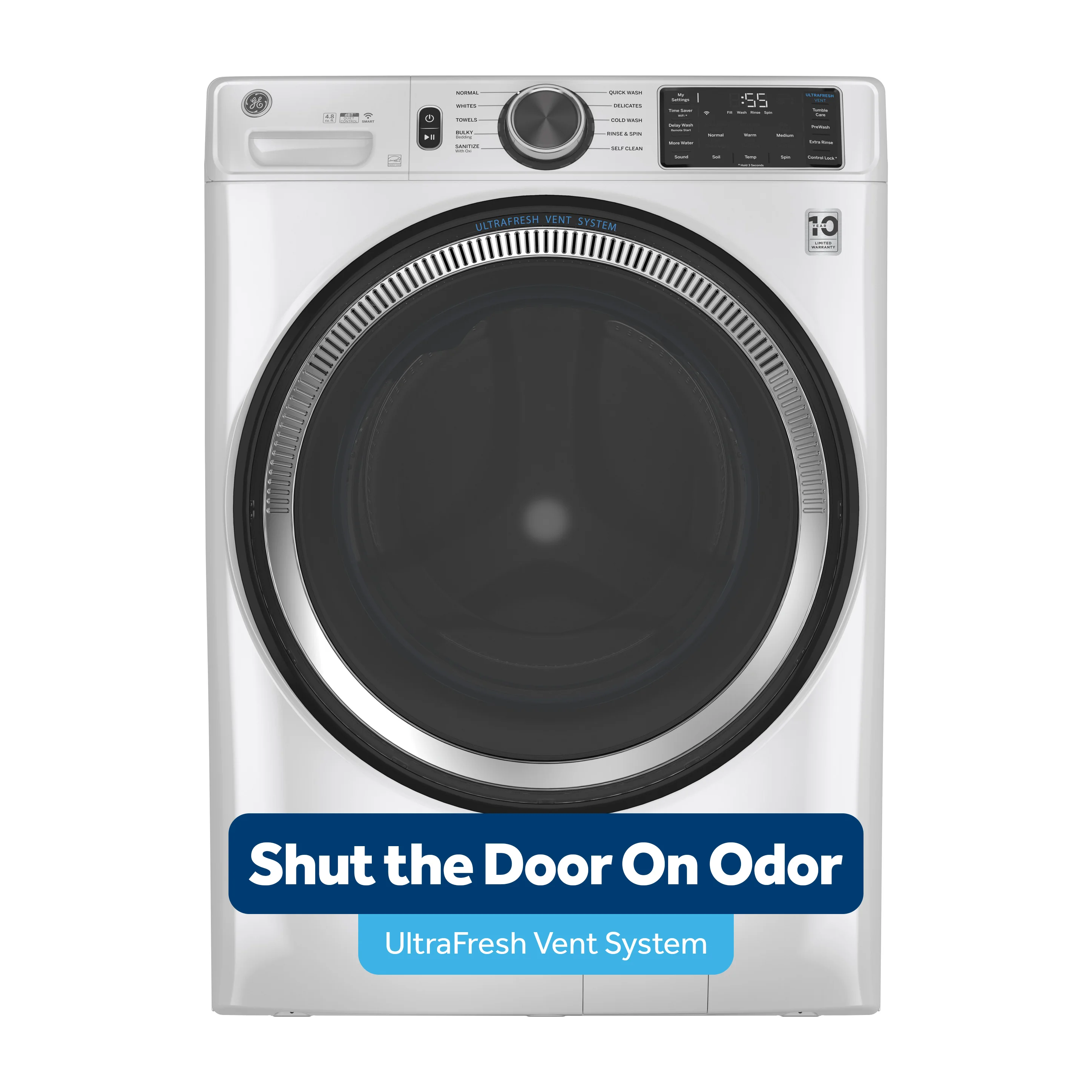 GE® ENERGY STAR® 5.0 cu. ft. Capacity Smart Front Load Steam Washer with SmartDispense™ UltraFresh Vent System with OdorBlock™ and Steam