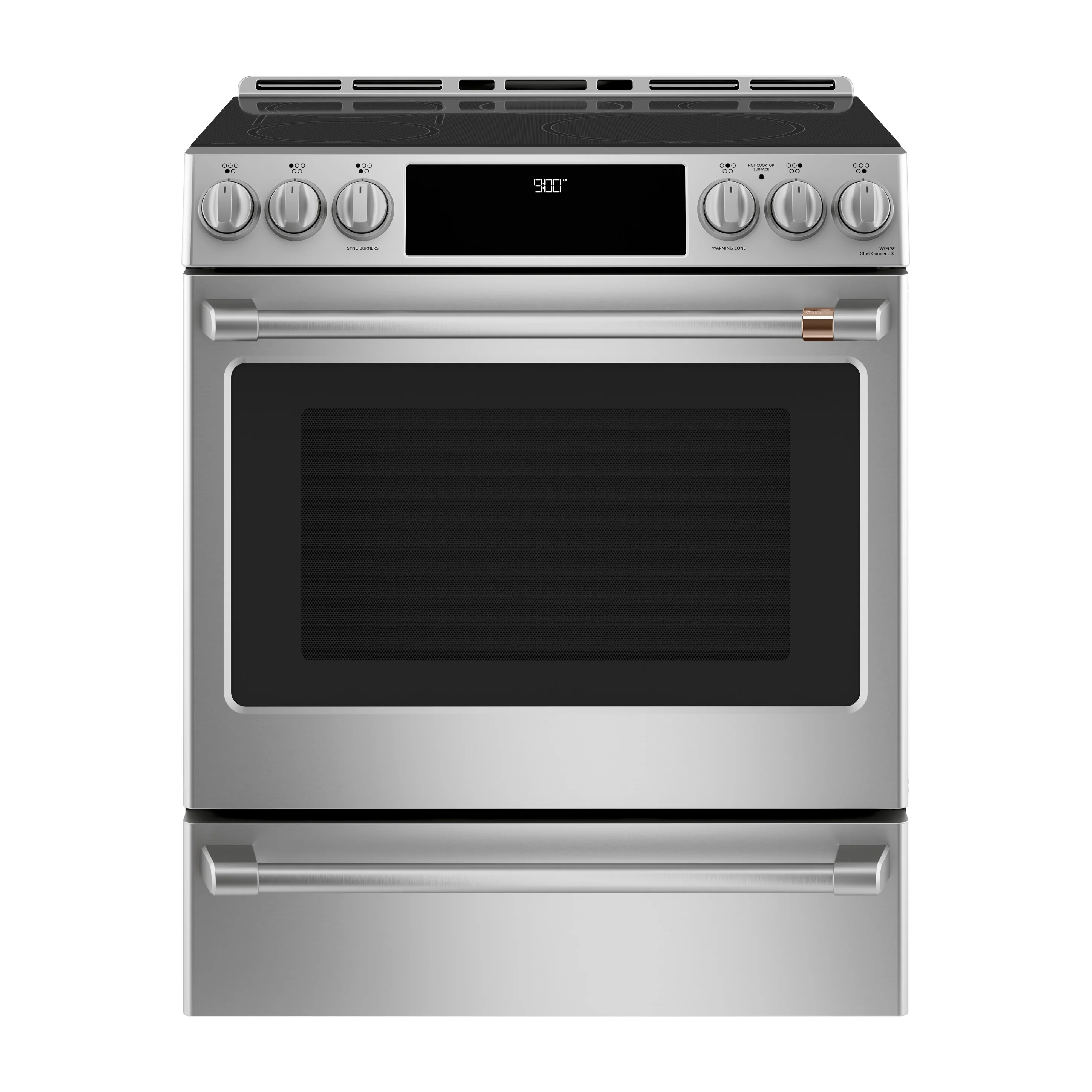 CAFÉ™ 30" Smart Slide-In, Front-Control, Induction and Convection Range with Warming Drawer