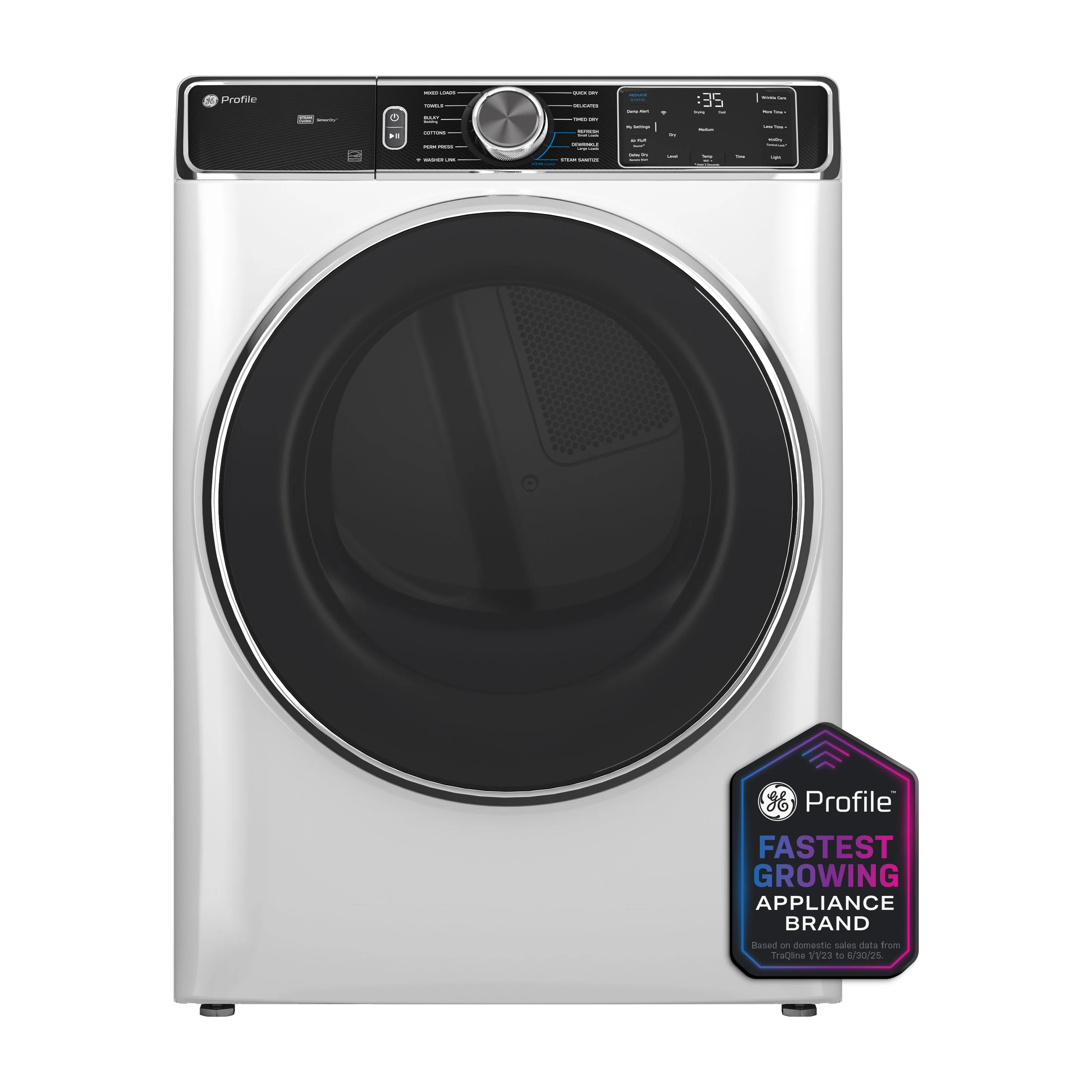 GE Profile™ 7.8 cu. ft. Capacity Smart Front Load Gas Dryer with Steam and Sanitize Cycle