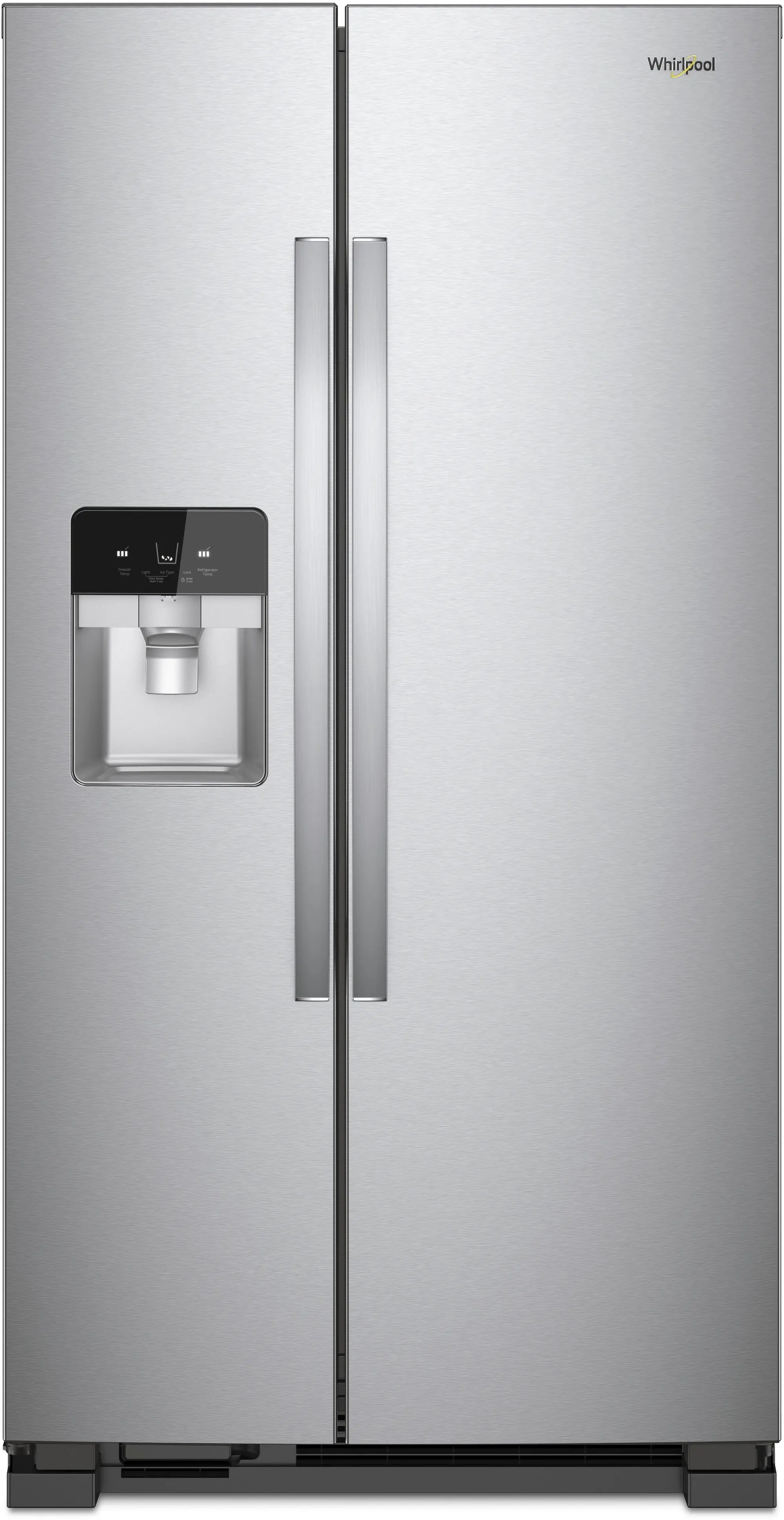 Scratch & Dent Whirlpool 33" 21 Cu. Ft. Side-by-Side Refrigerator, Exterior Ice & Water, Fingerprint Resistant Stainless Steel (Grade B)