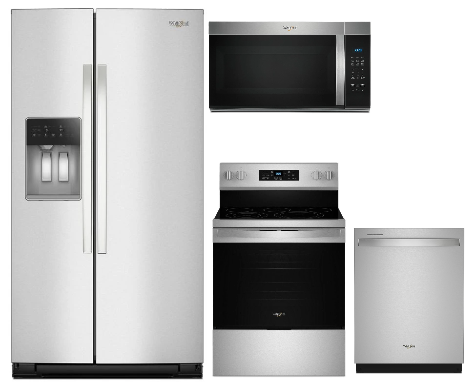 Whirlpool® 4 Piece Kitchen Package-Stainless Steel with Scratch & Dent Fridge (Counter Depth)
